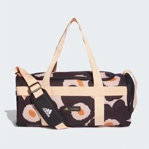 NWT Adidas×Marimekko Duffle Bag Black Beige Flower Print